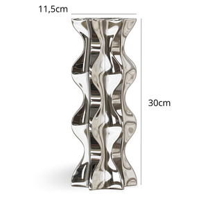 Jarrón de Cerámica Plateado Contemporáneo Memphis de 30 cm, Exquisito y Duradero - Product Image 6