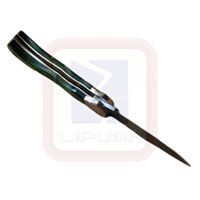 Couteau à lame fixe en acier Damas fait main, avec embout en laiton, manche en bois densifié, garde en acier, pour le camping, l'usage quotidien et la cuisine