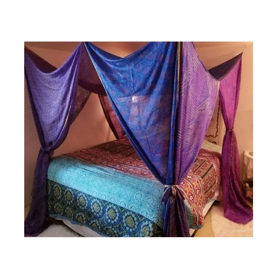 Kanopi tempat tidur kamar tidur gaya Bohemian Hippie perca katun multi Warna untuk penggunaan dekorasi Tersedia dengan harga rendah
