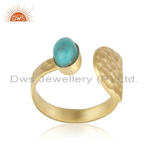 เครื่องประดับ DWS แหวนเงินสีเหลืองแบบตอกแหวนเงิน Arizona เทอร์ควอยซ์925สเตอร์ลิงเครื่องประดับอัญมณีธรรมชาติผู้ผลิต - Product Image 1