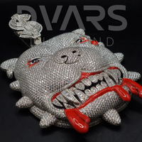 Colgante DVARS DIAMOND con Oso de Dibujos Animados en 3D, Plata de Ley 925, Diamantes Cultivados en Laboratorio con Corte Brillante, Certificado GRA