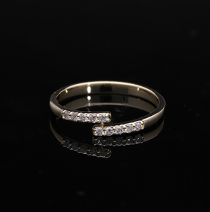14K <b>Gold</b> Natural Diamond Open Band <b>Ring</b> Rhodium Plated Women's Modern Minimalist Cuff Style Prong-<b>Set</b> Diamonds Everyday Elegance - Product Image 1