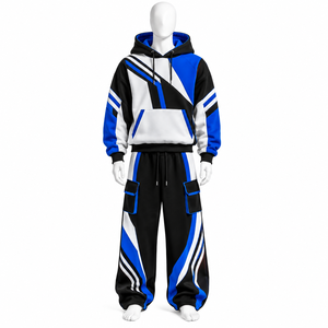 Ensemble de survêtement à capuche pour homme, fermeture éclair intégrale, couleur unie, sweat-shirt et pantalon décontractés avec poches latérales, coupe classique, ensemble d'hiver - Product Image 1