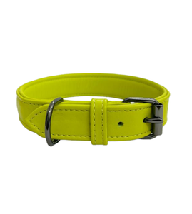 ปลอกคอสุนัขหนังแท้สีเขียวนีออนแบบคลาสสิก พร้อมไฟ LED ลายเรียบ บุด้วยวัสดุนุ่ม ผลิตภัณฑ์สำหรับสัตว์เลี้ยง HAUSTIER PRODUCTS รุ่น HP/AL/DC-506 - Product Image 1