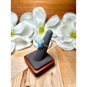 Navajo-Made Golden Hill Turquoise & Sterling <b>Silver</b> <b>Statement</b> <b>Ring</b> Oval Cut Natural Stone Size 6 for Everyday Wear - Product Image 3
