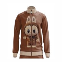 Survêtement en molleton imprimé Labubu, motif graphique audacieux, coupe ajustée, 100 % coton, haute qualité, respirant, design anime, idéal pour l'hiver