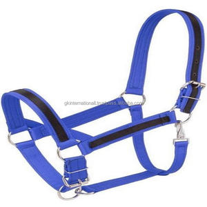 Licou en nylon à double couture en 3 couleurs vives avec superposition sur la couronne et les joues de la muserolle Quincaillerie satinée de haute qualité - Product Image 2