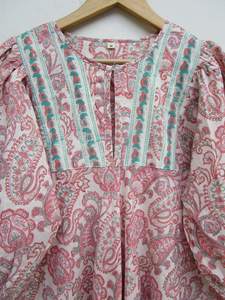 Wholesale Collection Long V-Neck Rayon <b>Dress</b> Side Slit Unique Tie Dye Design Half Sleeves Button Loose Fitting for Spring - Product Image 5