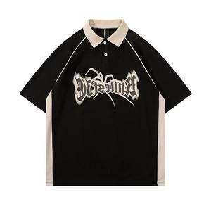 Polos de golf acanalados de algodón y poliéster de fábrica, camisas de cuello de solapa con bloque de color bordado con logotipo personalizado de gran tamaño - Product Image 3