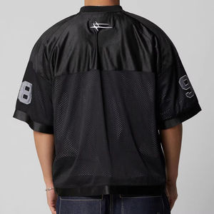 T-shirt de sport pour homme en maille de polyester respirante, coupe ample et surdimensionnée, avec logo personnalisé, impression sérigraphique, taille plus, tricoté court - Product Image 4