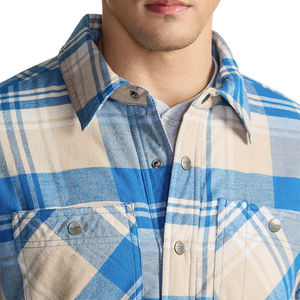 Chemises pour hommes OEM de grande taille en flanelle à manches longues avec impression personnalisée et broderie respirante et teinte unie - Product Image 6