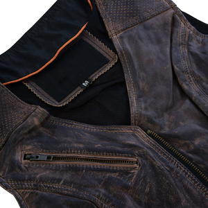 2025 gilet de moto en cuir pour hommes le plus vendu avec poches de pistolet gilet de club de motard avec rembourrage en diamant pour l'équitation - Product Image 4