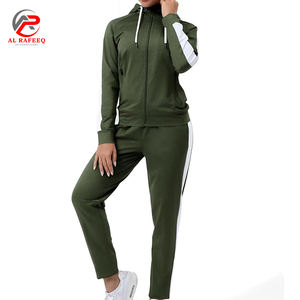 ชุดออกกำลังกายสำหรับผู้หญิงชุดวอร์มแขนยาวสีเขียวมะกอกตัด - Product Image 3