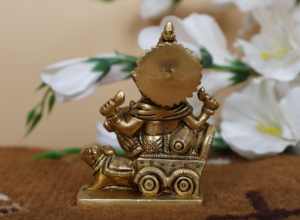Golden Brass Cart Ganesh Statue With Mushak Hindu God Ganesh Figurine God of Money Lord Ganesh Murti Ganesh Idol God Idol - Product Image 3