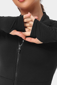 บอดี้สูทกีฬาแขนยาวของผู้หญิงเสื้อแจ็กเก็ตมีซิปแห้งเร็วสำหรับใส่วิ่งออกกำลังกายเล่นโยคะใหม่2025 - Product Image 2