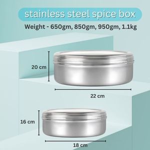 กล่องเครื่องเทศ Masala dabba 7ช่องกล่องเครื่องเทศสแตนเลสฝาแก้วกระป๋องแต่ละชิ้น - Product Image 3