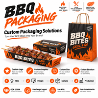 Barquette alimentaire en papier personnalisée pour brochettes de barbecue, kebab, poulet grillé, satay, yakitori, emballage à emporter pour la restauration de rue