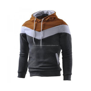<b>mens</b> plus size sports active long sleeve slim fit hoodie color block turtleneck <b>brown</b> <b>men</b> two tone hoodie - Product Image 1