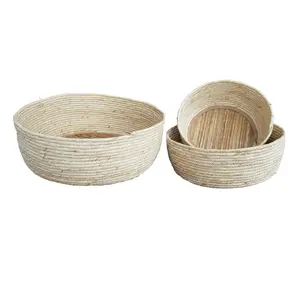 hot promotion round rope corn basket handicraft products wholesale woven hand made in vietnam bread fruit food storage basket