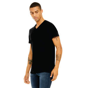 T-shirt noir vintage unisexe à col en V-100% Airlume Cotton, 4.2 oz, manches courtes - Product Image 2