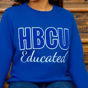 HBCU Zeta Chenille Sweat-shirt brodé Bleu royal Vêtements de sororité grecque Premium Cotton College Crewneck Pullover - Product Image 4