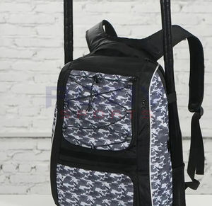 Sac à dos de baseball professionnel, couleur unie, grand rangement, construction en polyester robuste, fermeture à glissière et à fermoir, arqué - Product Image 4