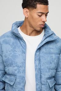 Chaqueta acolchada azul claro personalizada para hombre, abrigo de burbujas de invierno acolchado a la moda, ropa de calle informal, prendas de vestir exteriores - Product Image 3