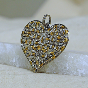 Colgante de corazón hecho a mano para mujer, de plata 925 sólida, regalo para su corazón de diamante, amor, 30x40 MM - Product Image 3