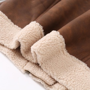 แจ็คเก็ตหนังแท้สำหรับผู้ชาย, หนังแกะแท้ Sherpa shearling faux ขนเงางามถักนุ่มเข็มขัดนักบินนักบิน B3ทิ้งระเบิด - Product Image 4