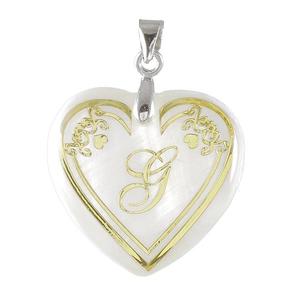 Regina estilo religioso alfabeto G colgante de concha en forma de corazón chapado en oro Aleación de Zinc circón impermeable joyería de acero inoxidable - Product Image 1