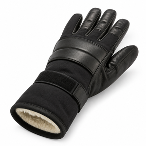 Insulated Winter Flight Gloves Aramid Goatskin Leather Palm Fleece Lined <b>Padded</b> Knuckle Pilot Work Gloves Manufacturer - Product Image 1