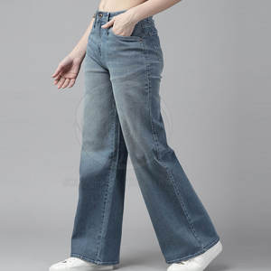 Pakistan Made Unique Design <b>Women's</b> Jeans Pants Mid Waist <b>Overalls</b> with Flat Front New Style for Spring Season - Product Image 2