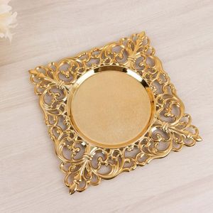 Assiette de présentation bordée d'or simplement élégante pour les fêtes de mariage décor de table élégant sous-assiette acrylique réutilisable vente chaude - Product Image 2