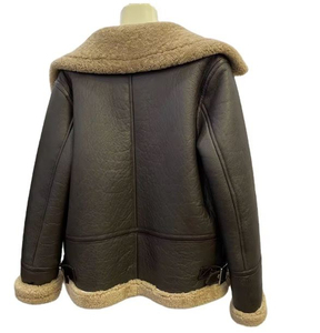 Chaqueta Bomber Clásica de Cuero para Mujer con Peluche, Tendencia 2025 |   Abrigo con Cuello de Piel Sintética Suave y Cálido |   Vendedor de Ropa de Abrigo de Invierno de Moda - Product Image 5