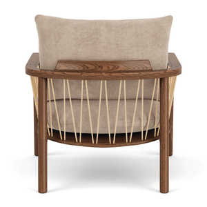 Sillón Moderno de Madera Maciza con Reposabrazos de Cuerda Tejida y Cojín Tapizado para Sala de Estar y Hotel - Product Image 6