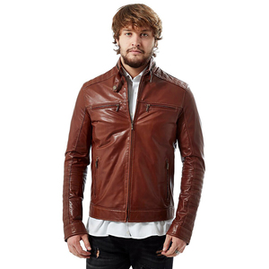 Chaqueta de cuero de piel de oveja para hombre de alta calidad con logotipo personalizado estampado chaquetas de hombre con soporte fino, chaqueta para hombre - Product Image 1