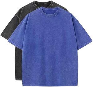 2 uds. Camisetas de gran tamaño de algodón lavado Vintage camiseta suelta Fit manga corta Casual colores sólidos camisetas para hombres y mujeres - Product Image 3