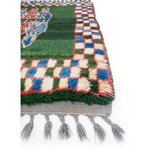 Tapis rectangulaire Nuray vert en laine nouée à la main, grande surface 9x12, motif abstrait géométrique pour couloir, idéal pour la maison des adolescents - Pae-1367 - Product Image 4