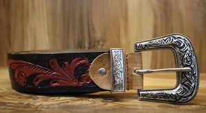 Cinturones de cuero genuino unisex hechos a mano con aleación de estampado floral occidental para hebilla y accesorios de cintura de cuero con herramientas reales - Product Image 4