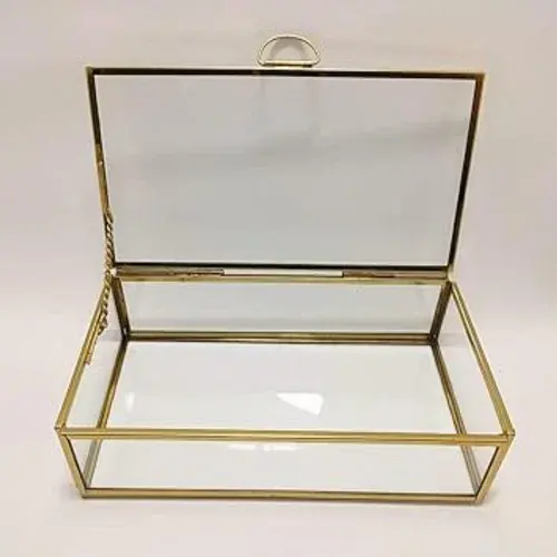 Manufacturer Supplies Rose gold glass Vases ring jewelry box gifts copper decorative metal pyramid trinket storage box