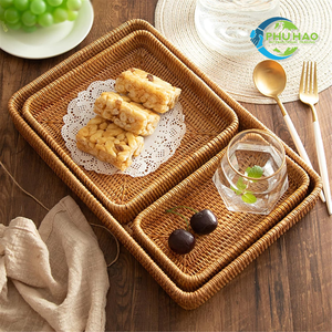 Durable Handmade Bamboo <b>Storage</b> Basket <b>RATTAN</b> TRAY FRUIT <b>STORAGE</b> BASKET Perfect for Serving Fruits and Snacks Home Decor - Product Image 2