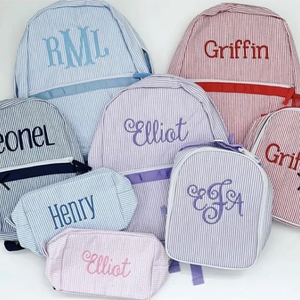 व्यक्तिगत स्ट्रिप्ड मेकअप बैग मोनोग्राम्प्ड सीयरकर लंच बैग सीयरकर दोपहर - Product Image 3