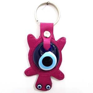 Nazar Boncuklu Anahtarlık Koyu Pembe Llaveros de felpa Deri Kaplumbağa Diseño - Product Image 1