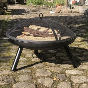 Handcrafted rustic iron fire pit bowl with unique antique look providing durable reliable outdoor heating experience winter - Product Image 1
