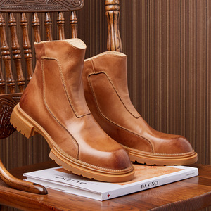Chaussures de travail en cuir de vache durable avec doublure anti-odeur et absorption des chocs, chaussures décontractées pour hommes, chaussures de tous les jours - Product Image 2