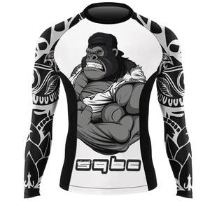 Camiseta blanca de manga larga Rash Guard Kickboxing Equipo de entrenamiento de alta calidad y ropa deportiva para correr - Product Image 2