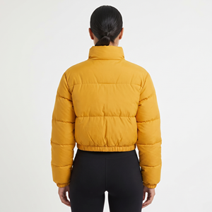 Custom New Fashion Winter Women's Sheep Skin Knitted Bubble <b>Crop</b> Puffer <b>Jacket</b> Quick Dry Plus Size - Product Image 4
