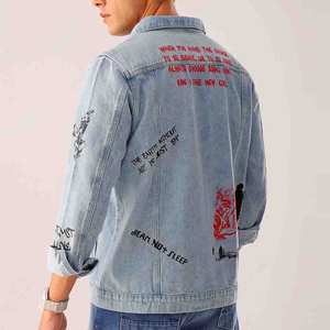 Chaqueta vaquera vintage personalizada del fabricante para hombre, ropa de calle de lujo con cuello levantado, estampado totalmente digital para colección de invierno - Product Image 3