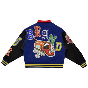 Veste universitaire brodée personnalisée pour hommes Streetwear Patchwork Baseball Jacket Laine et cuir PU Blouson aviateur tendance de haute qualité - Product Image 2