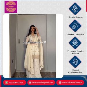 Fully Stitched Pure Faux Georgette With Heavy Embroidery 5mm Sequence Work <b>Top</b> Sharara and Dupatta Set for <b>Wedding</b> Wear - Product Image 5